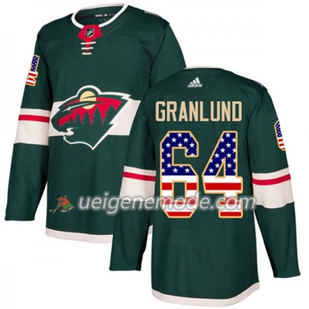 Herren Eishockey Minnesota Wild Trikot Mikael Granlund 64 Adidas 2017-2018 Grün USA Flag Fashion Authentic